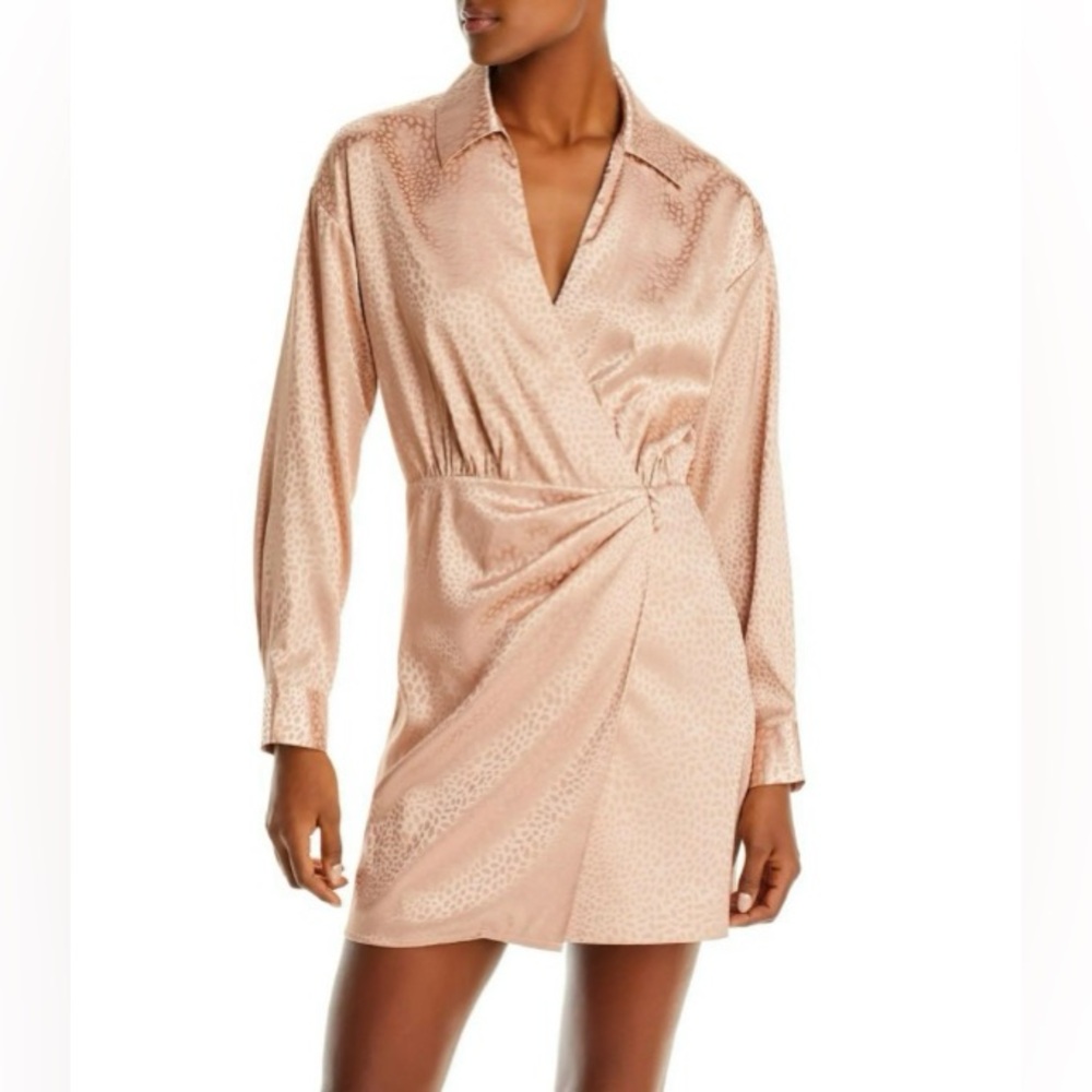 Aqua Womens Satin Animal Print Mini Dress Pink size M